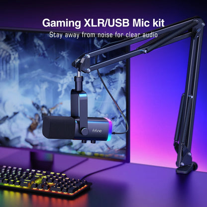 Dynamic Microphone Set for Gaming Podcasts with Adjustable Arm Stand