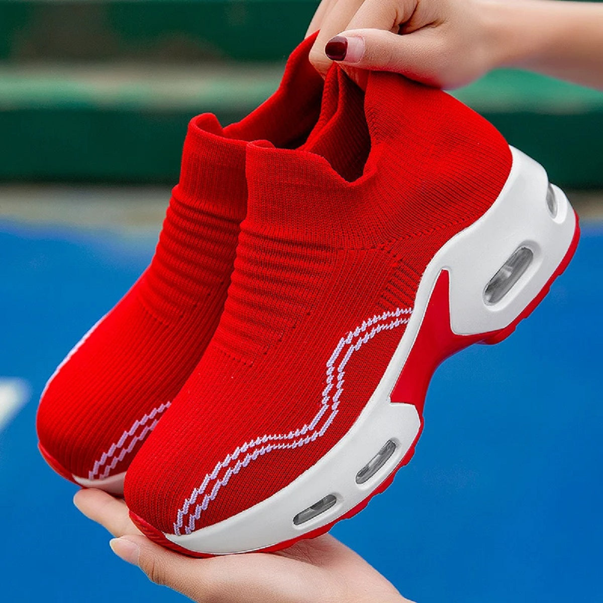 Slip-On Mesh Sneakers for Women - Breathable Platform Footwear