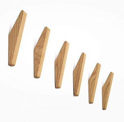 Set of 6 Minimalist Solid Wood Wall Hooks for Coats