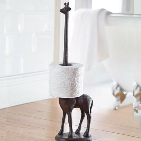 Freestanding Giraffe Toilet Paper Holder in Cast Iron