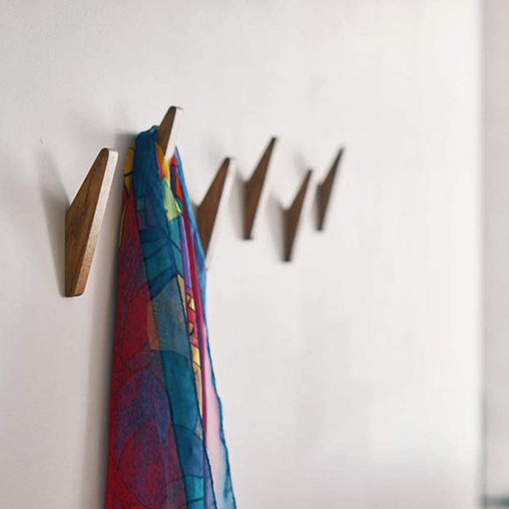 Set of 6 Minimalist Solid Wood Wall Hooks for Coats