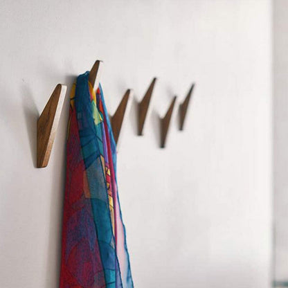 Set of 6 Minimalist Solid Wood Wall Hooks for Coats