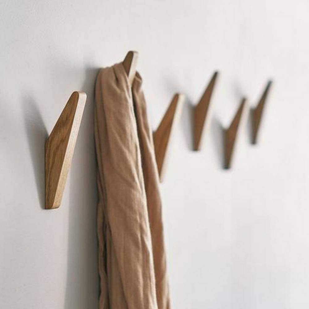 Set of 6 Minimalist Solid Wood Wall Hooks for Coats
