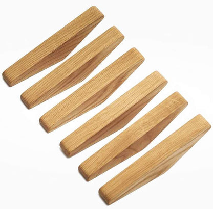 Set of 6 Minimalist Solid Wood Wall Hooks for Coats