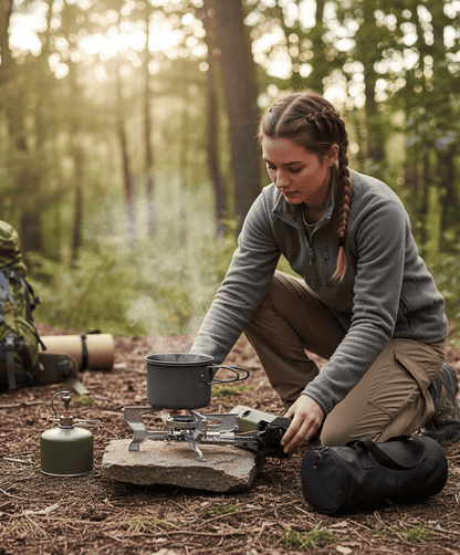 Portable Butane Camping Stove with Storage Bag and Gas Bottle