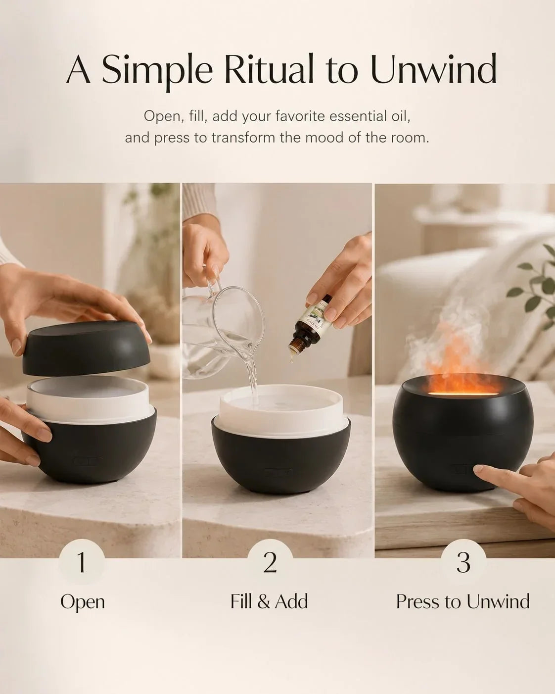SerenityMist Ultrasonic Aroma Diffuser with LED Glow