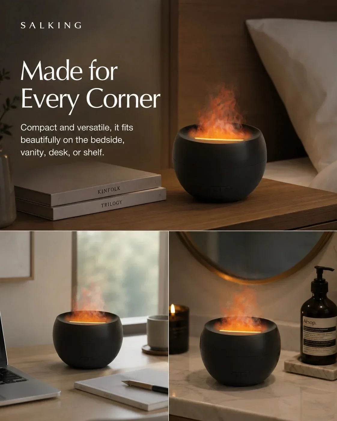 SerenityMist Ultrasonic Aroma Diffuser with LED Glow