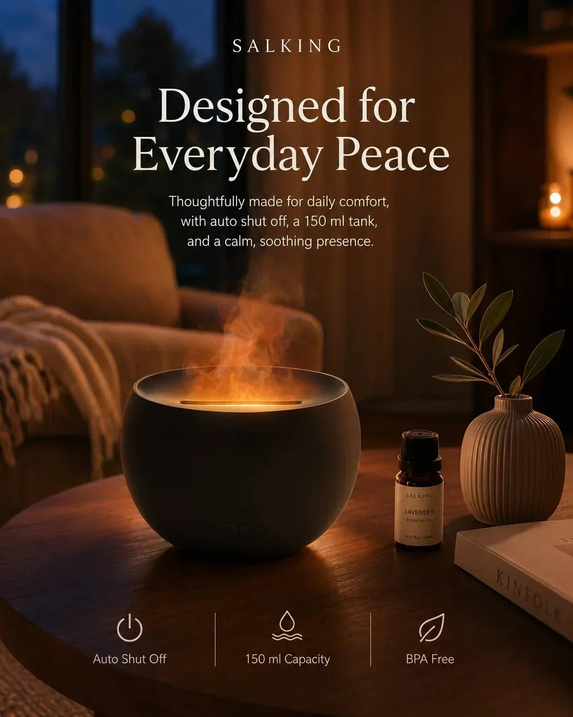 SerenityMist Ultrasonic Aroma Diffuser with LED Glow