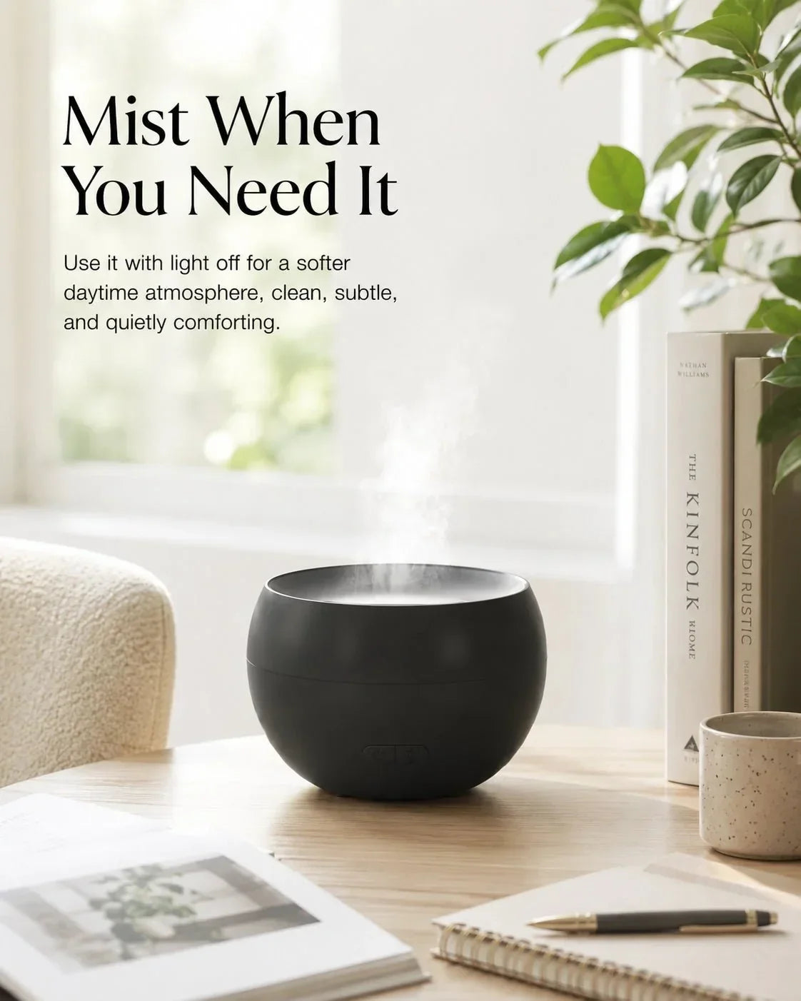 SerenityMist Ultrasonic Aroma Diffuser with LED Glow