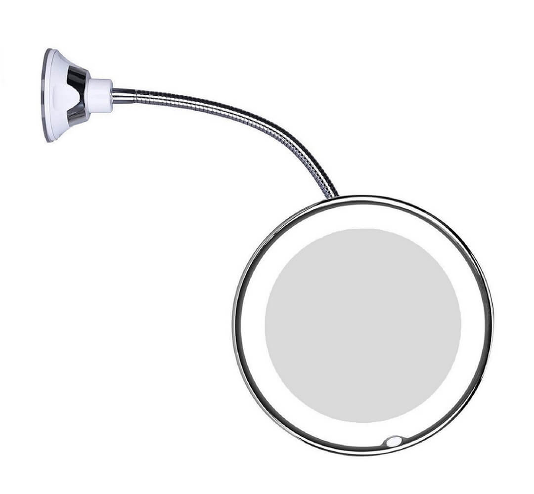 LED Magnifying Mirror with 10x Magnification and Adjustable Neck
