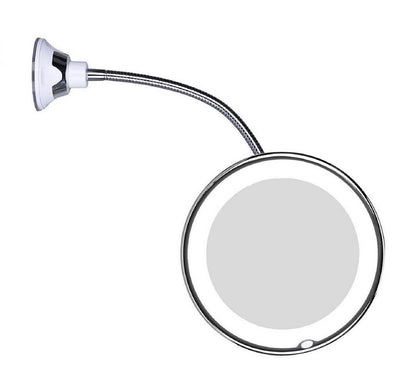 LED Magnifying Mirror with 10x Magnification and Adjustable Neck