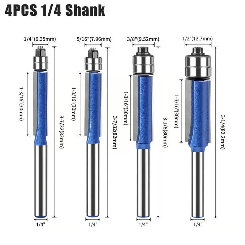 Precision Edge Router Bit Collection with Dual Ball Bearings