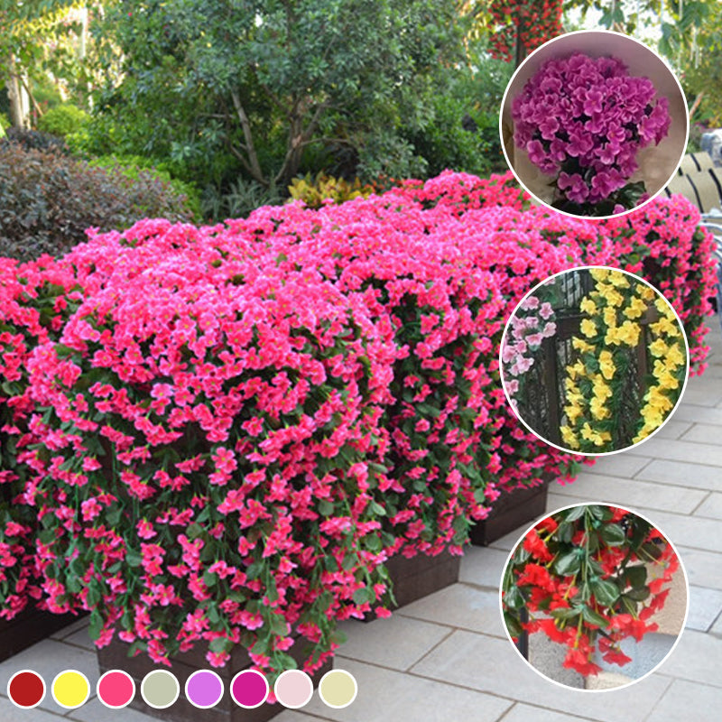Hanging Basket with Vibrant Artificial Flowers