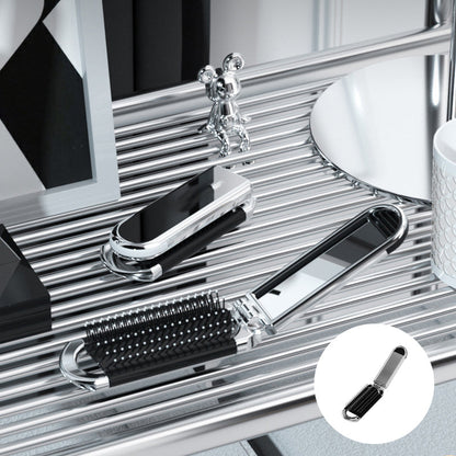 Foldable Compact Travel Mirror and Hair Brush for On-the-Go Styling