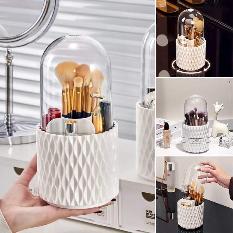 360-Degree Rotating Makeup Brush Organizer