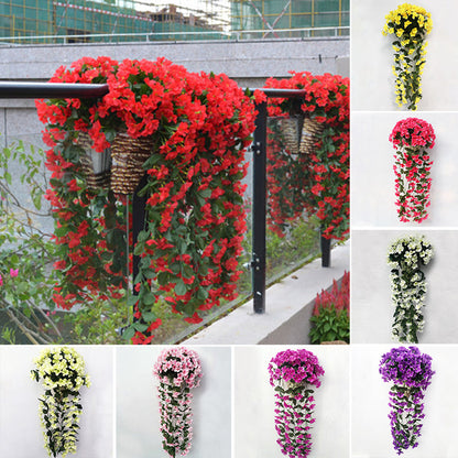 Hanging Basket with Vibrant Artificial Flowers