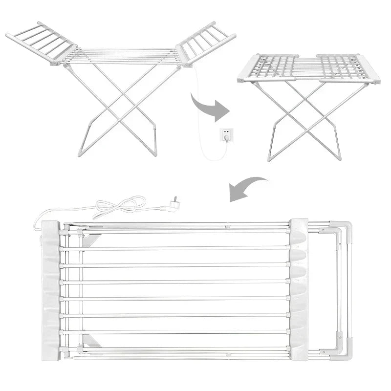 Compact Electric Clothes Drying Rack with Quick-Dry Bars