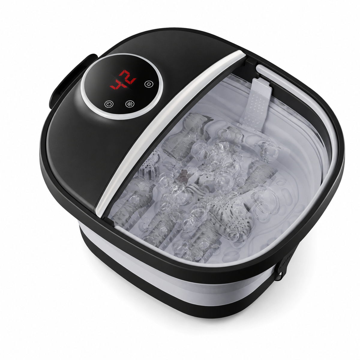 Portable Foot Bath Massager with Heat, Bubbles, 6 Rollers, Timer