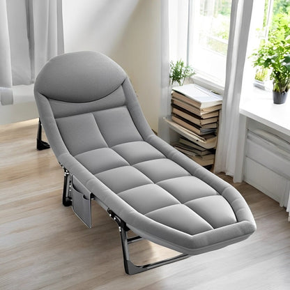 Folding Bed with Integrated Pillow and Side Storage Pocket
