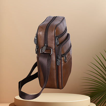 Leather Shoulder Bag for Men – Roomy Cowhide with Adjustable Strap
