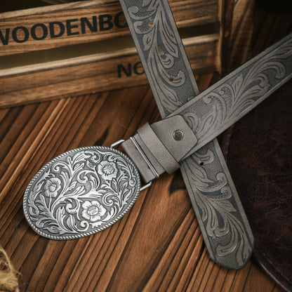 Men's Western Style Belt – Durable Vegan Leather with Metal Buckle