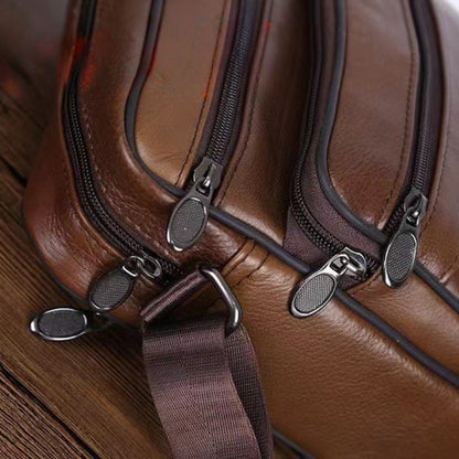 Leather Shoulder Bag for Men – Roomy Cowhide with Adjustable Strap