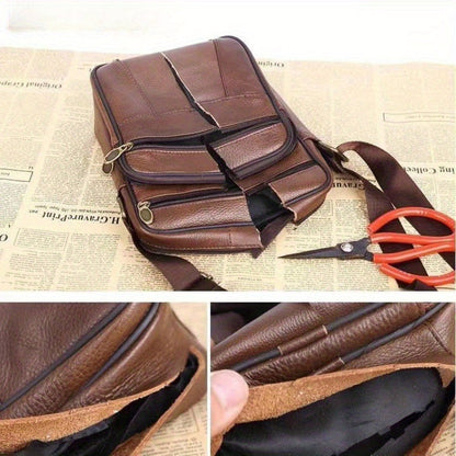 Leather Shoulder Bag for Men – Roomy Cowhide with Adjustable Strap