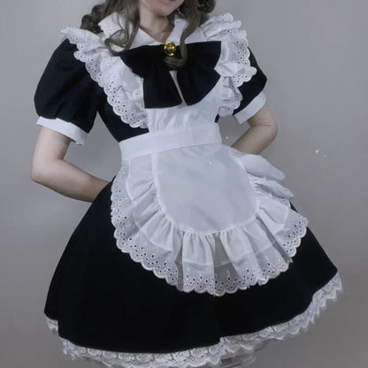 Elegant Maid Outfit with Ruffled Apron for Festive Occasions
