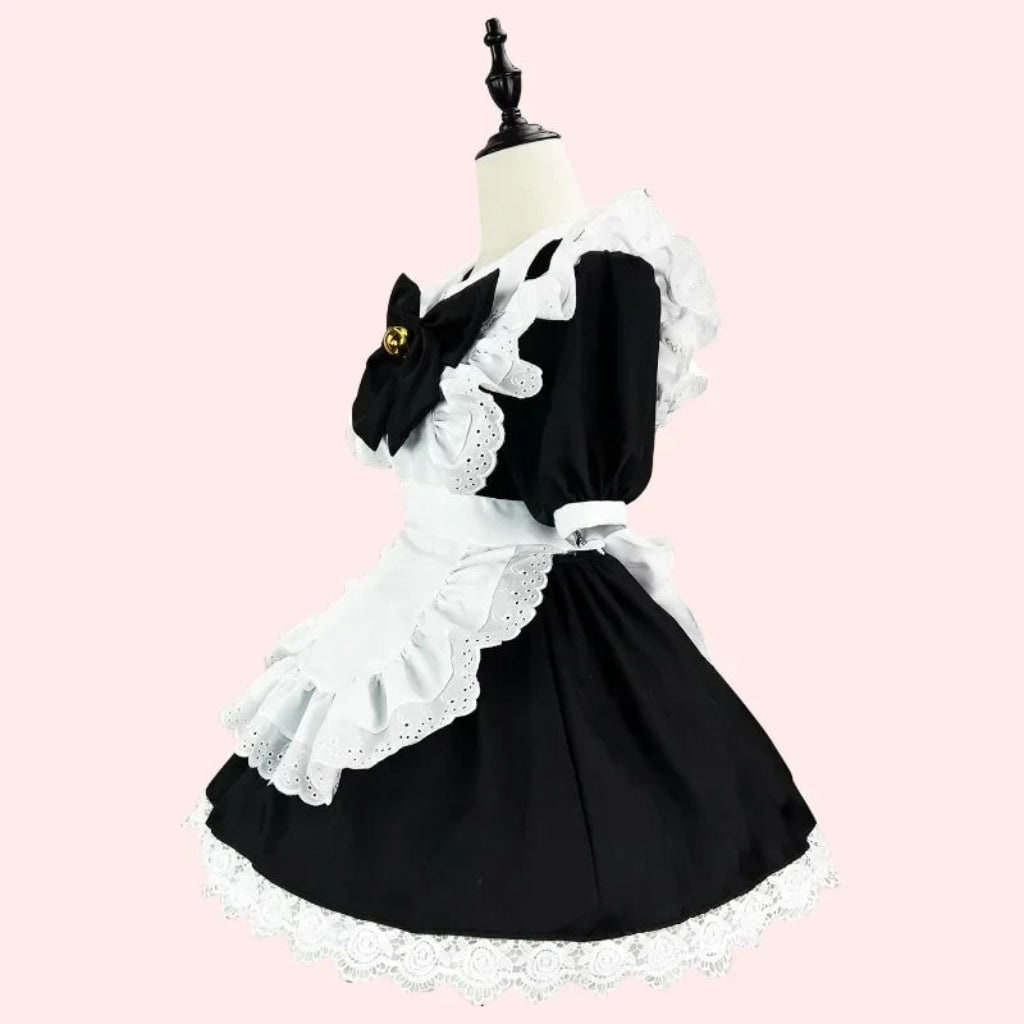 Elegant Maid Outfit with Ruffled Apron for Festive Occasions