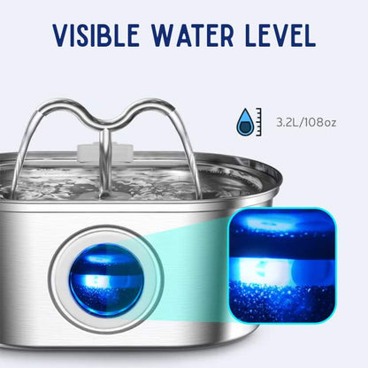 Stainless Steel Cat Water Dispenser – 2L, Quiet, Hygienic, BPA-free