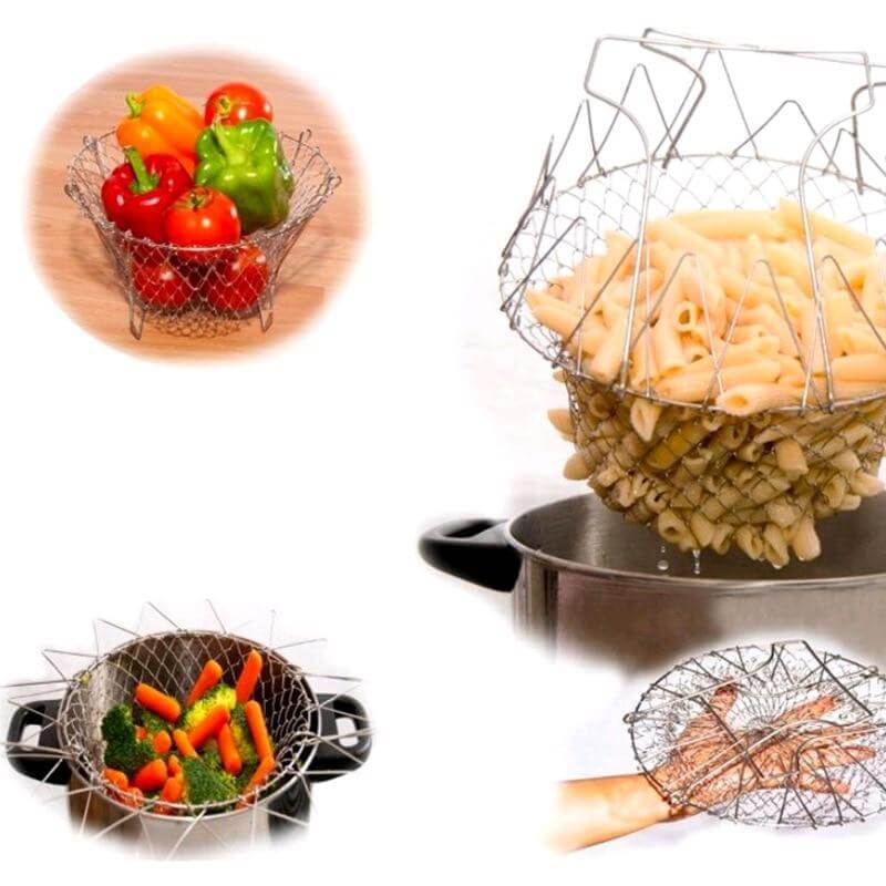 Collapsible Multipurpose Strainer Basket for Cooking