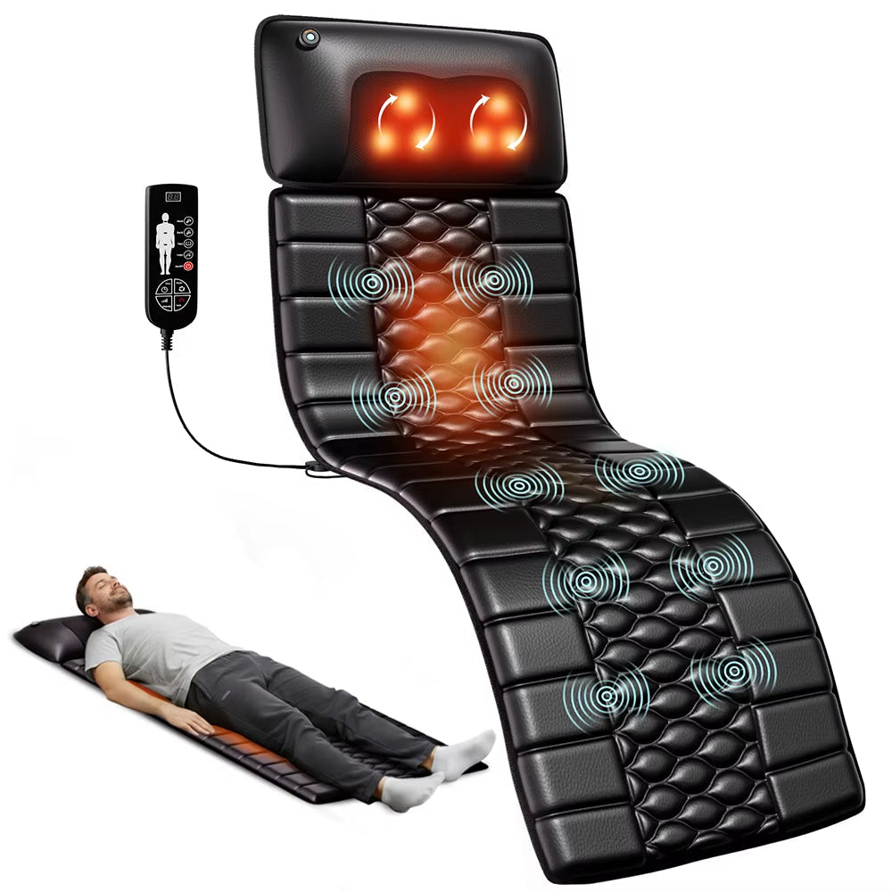 Shiatsu Massage Pad with Heat – Full Body Mat, 10 Vibrating Points, 9 Modes