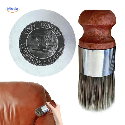 Leather and Wood Polish Balm, Scratch Remover + Brush