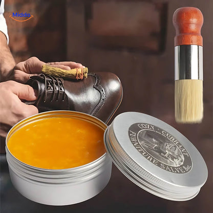 Leather and Wood Polish Balm, Scratch Remover + Brush