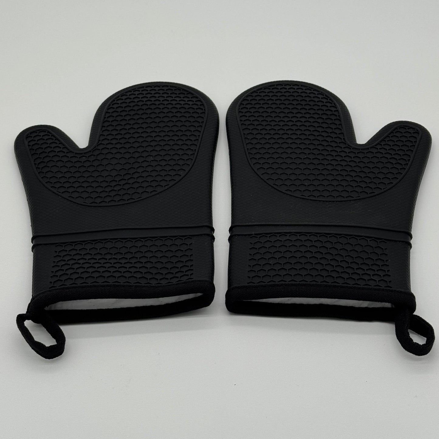 Silicone Oven Gloves in Black – Cotton-Lined, Non-Slip, 1 Set