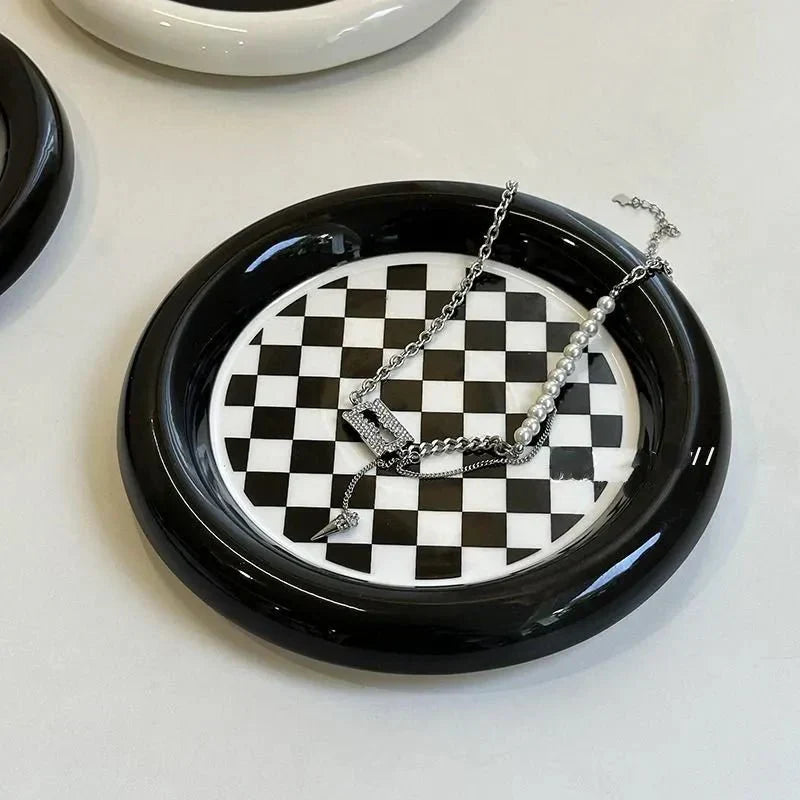 Modern Serving Dish – Geometric Design Ceramic Plate