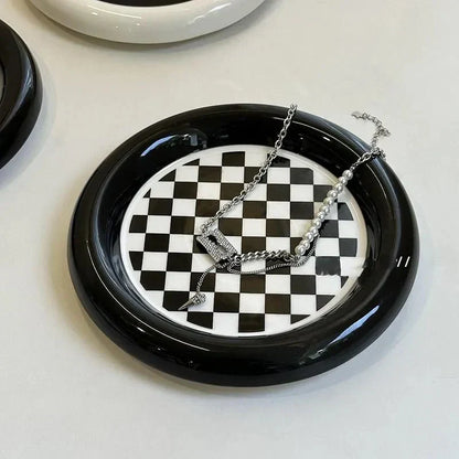 Modern Serving Dish – Geometric Design Ceramic Plate