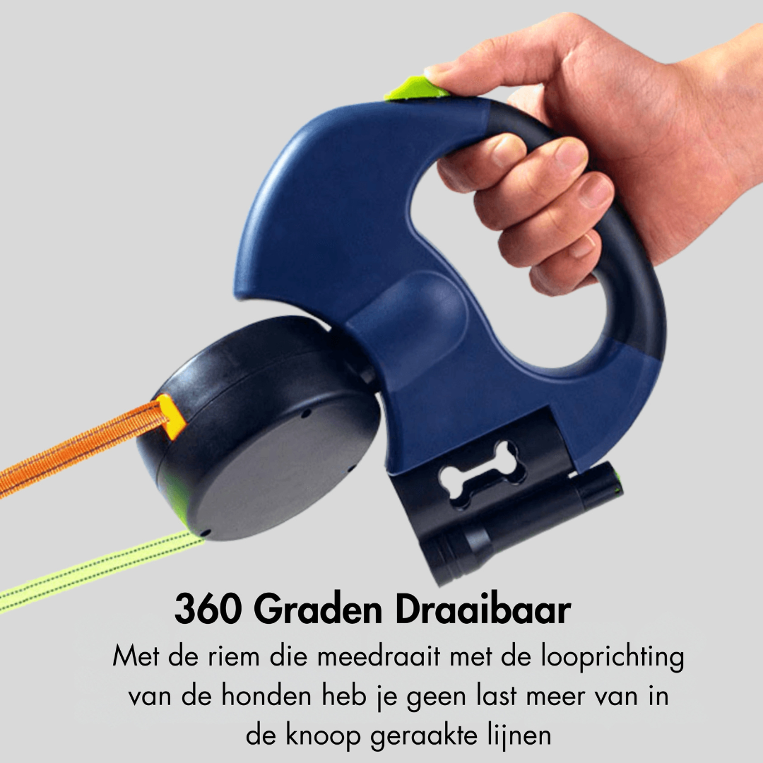 Double Dog Leash with Flashlight – Retractable and Tangle-free