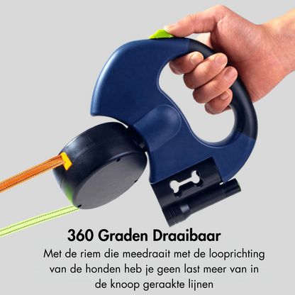 Double Dog Leash with Flashlight – Retractable and Tangle-free