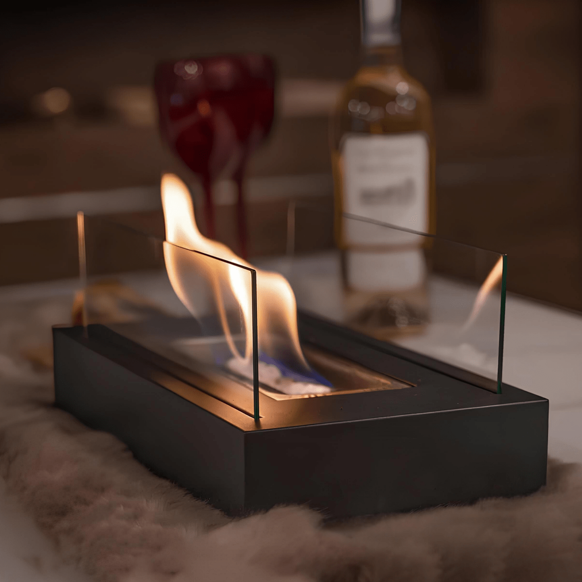 Portable Tabletop Fireplace for Bioethanol Fuel