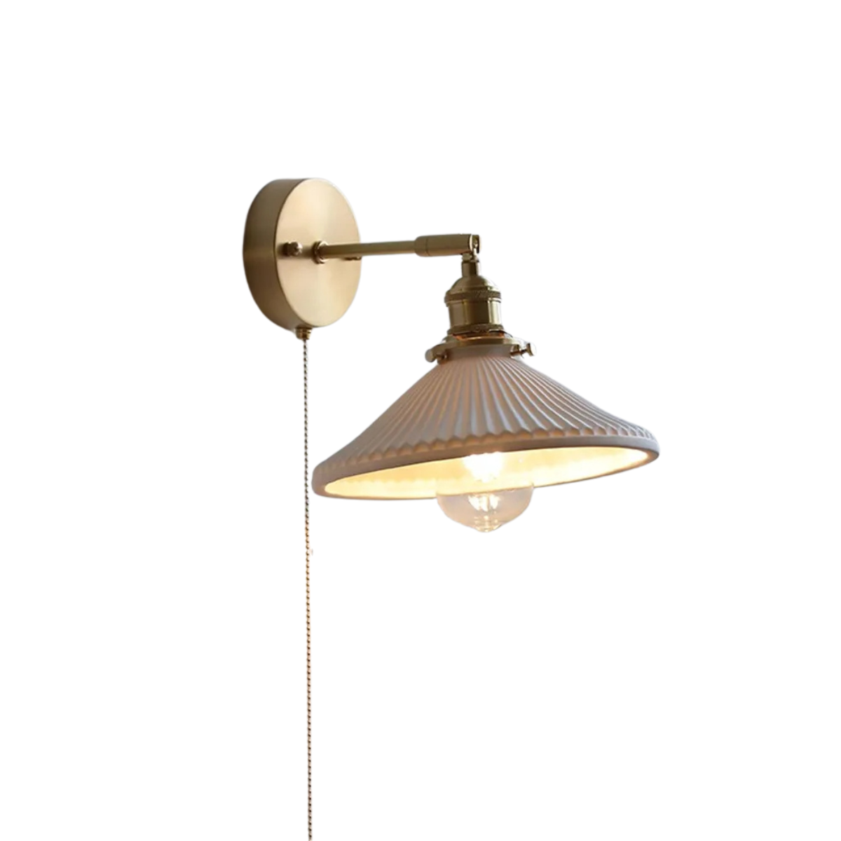 LED Wall Sconce in Ceramic for Bedroom with Pull Switch