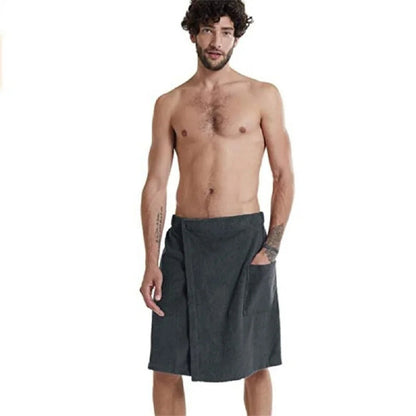 Soft Bath Towel for Men - Shower Wrap with Pocket for Spa, Gym, Beach