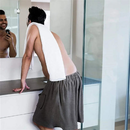 Soft Bath Towel for Men - Shower Wrap with Pocket for Spa, Gym, Beach