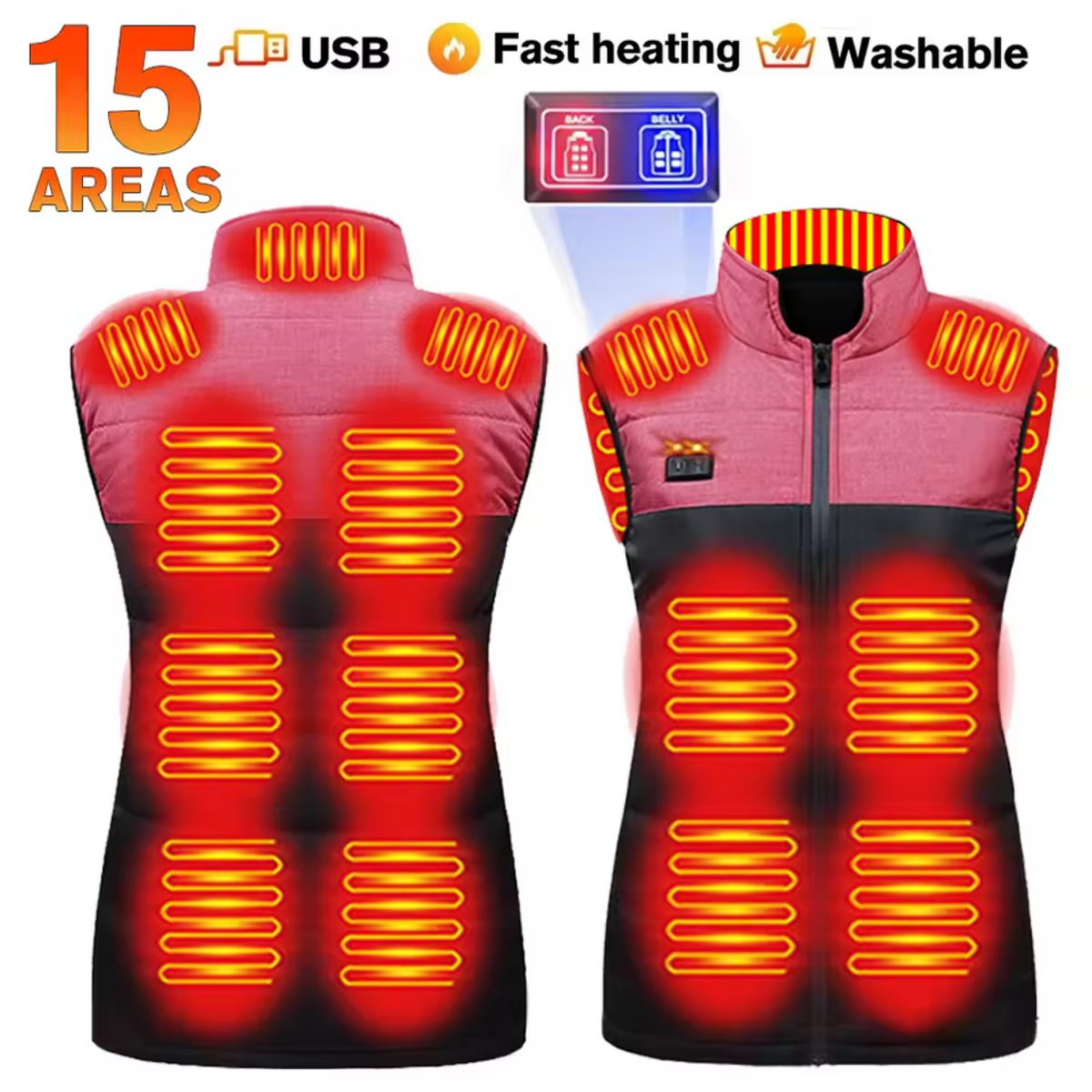 Adjustable Heat Electric Heated Vest