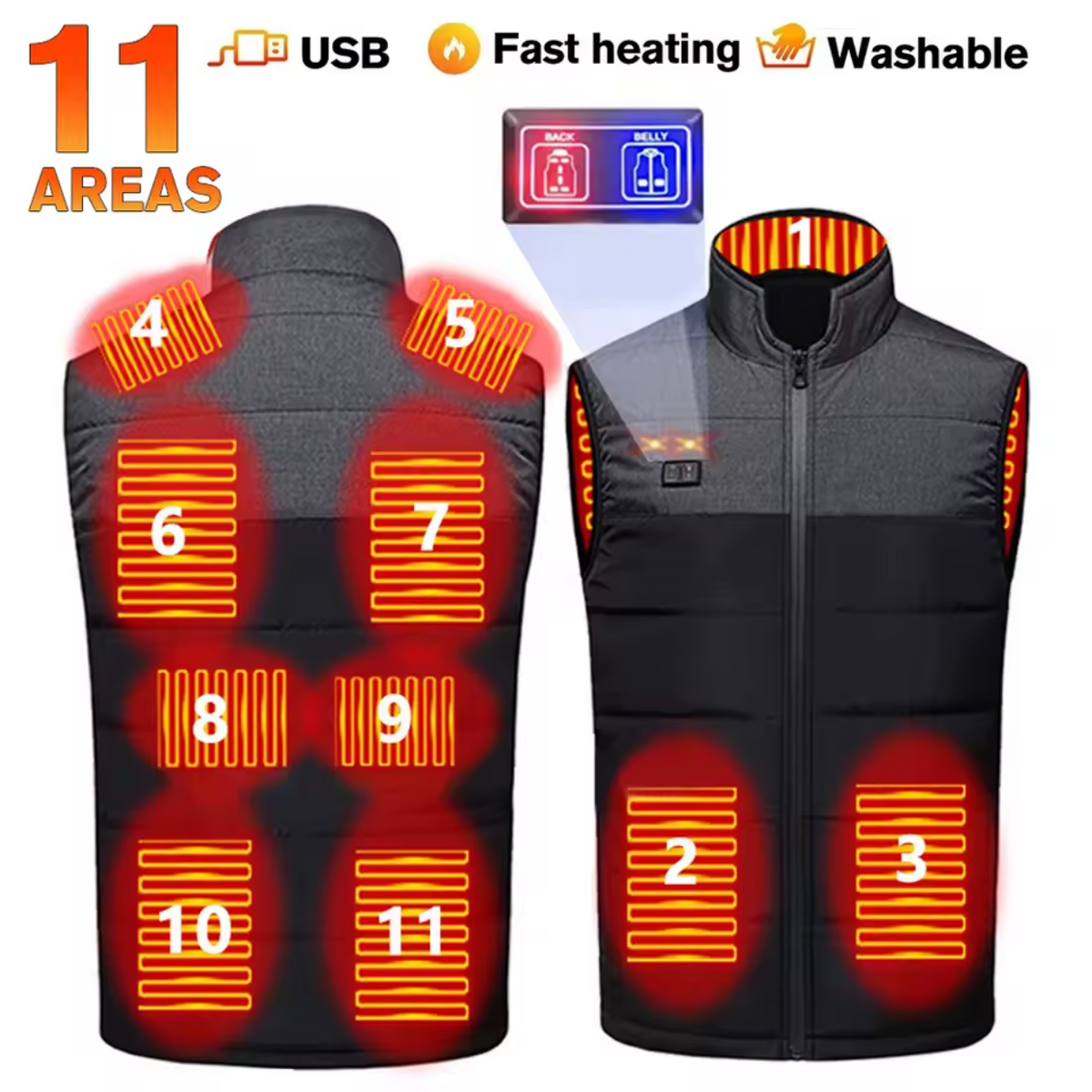 Adjustable Heat Electric Heated Vest
