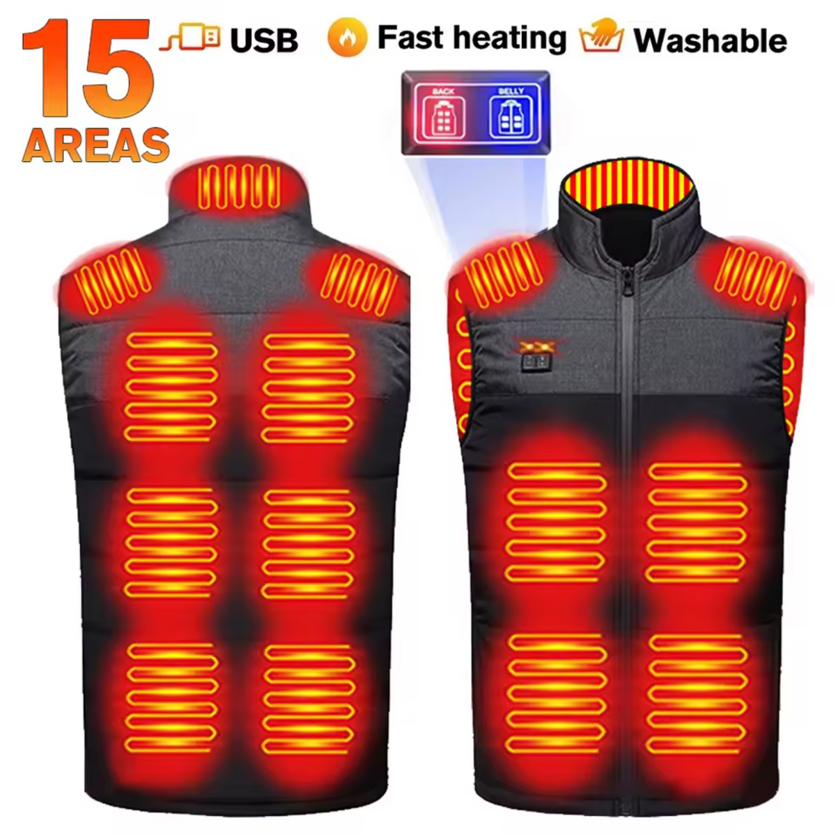 Adjustable Heat Electric Heated Vest