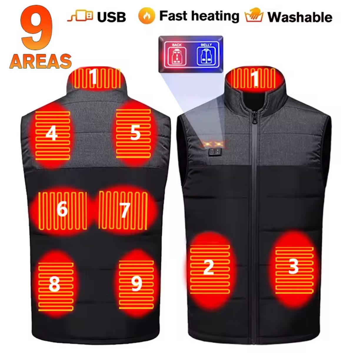 Adjustable Heat Electric Heated Vest