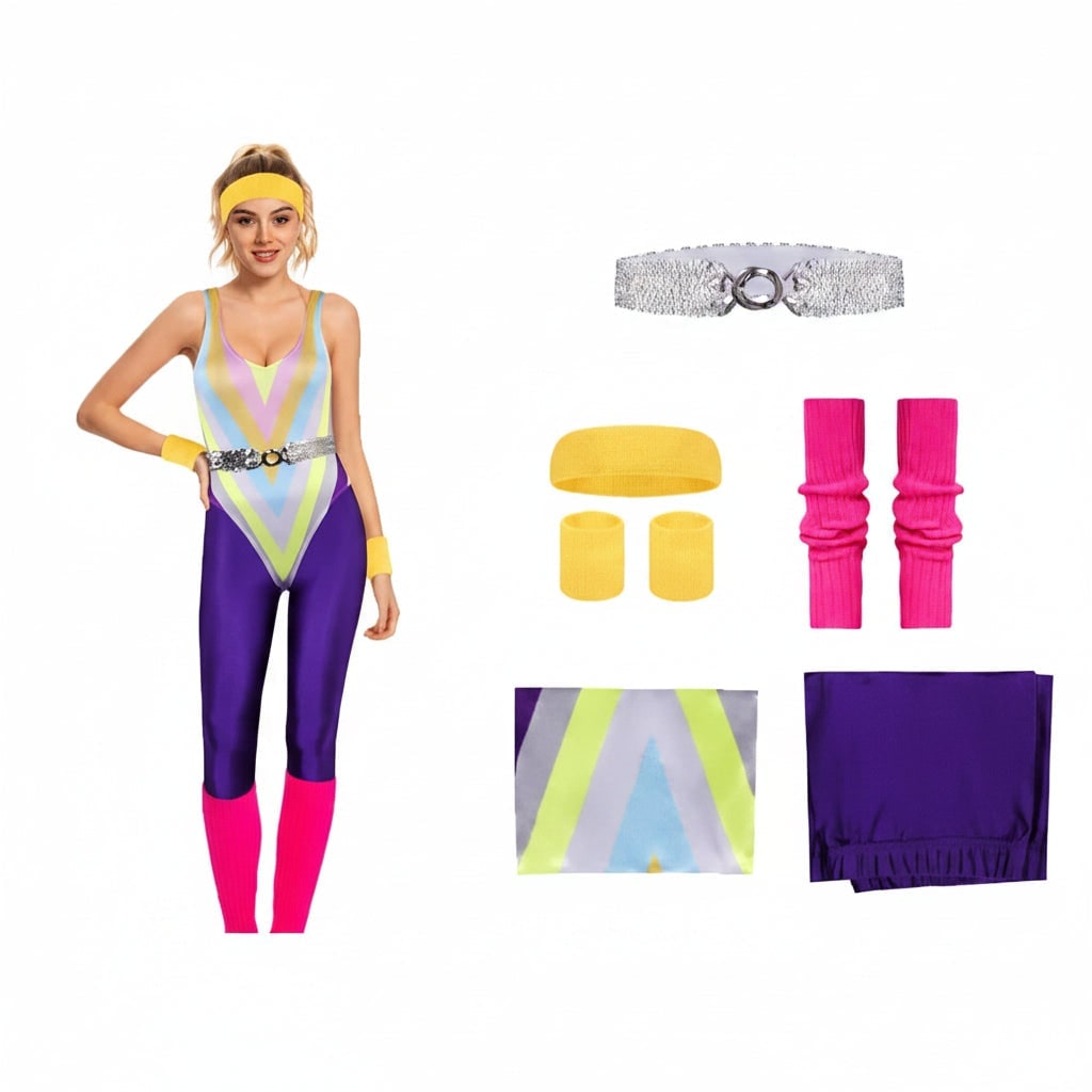Retro Fitness Party Costume Set – 80s Inspired Outfit