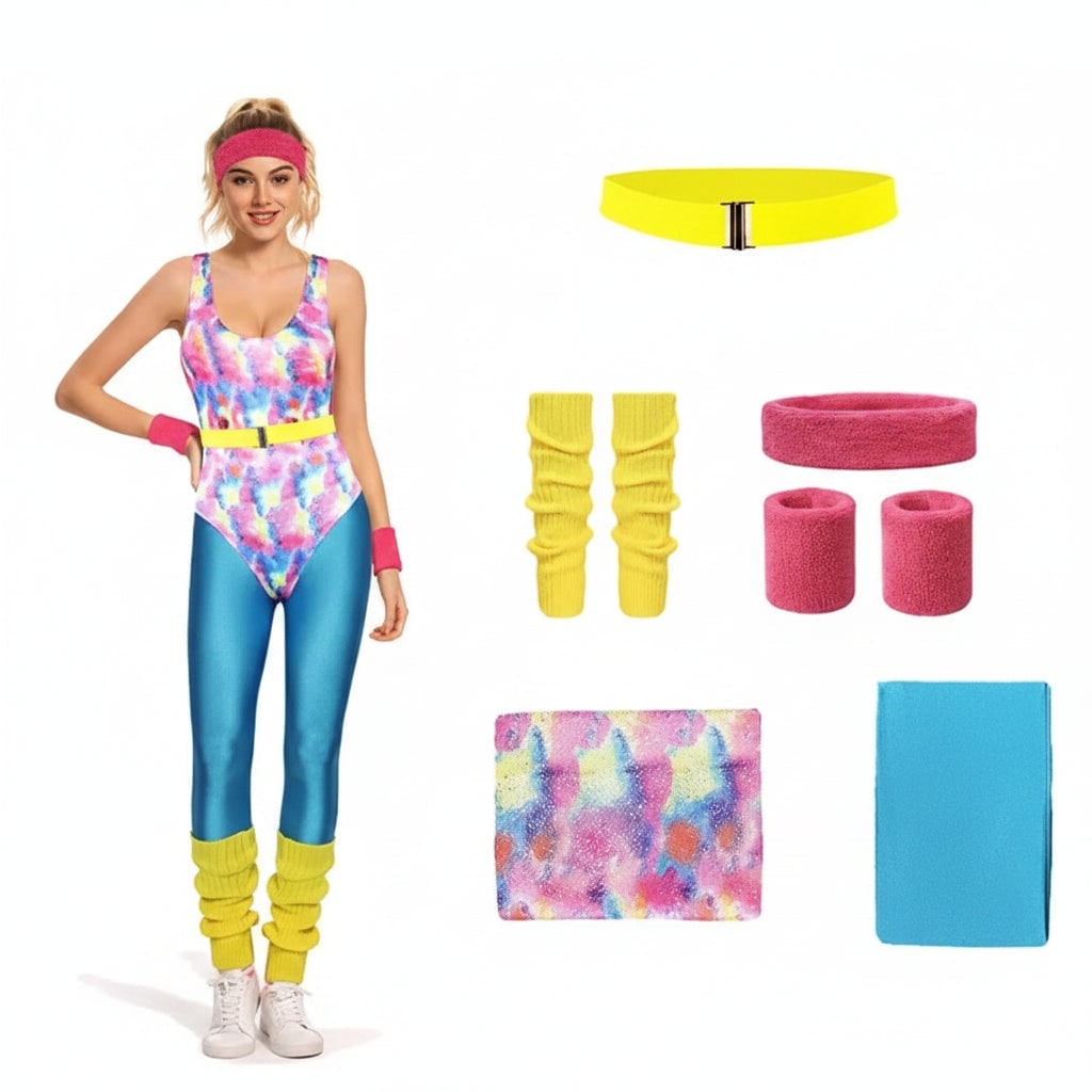 Retro Fitness Party Costume Set – 80s Inspired Outfit