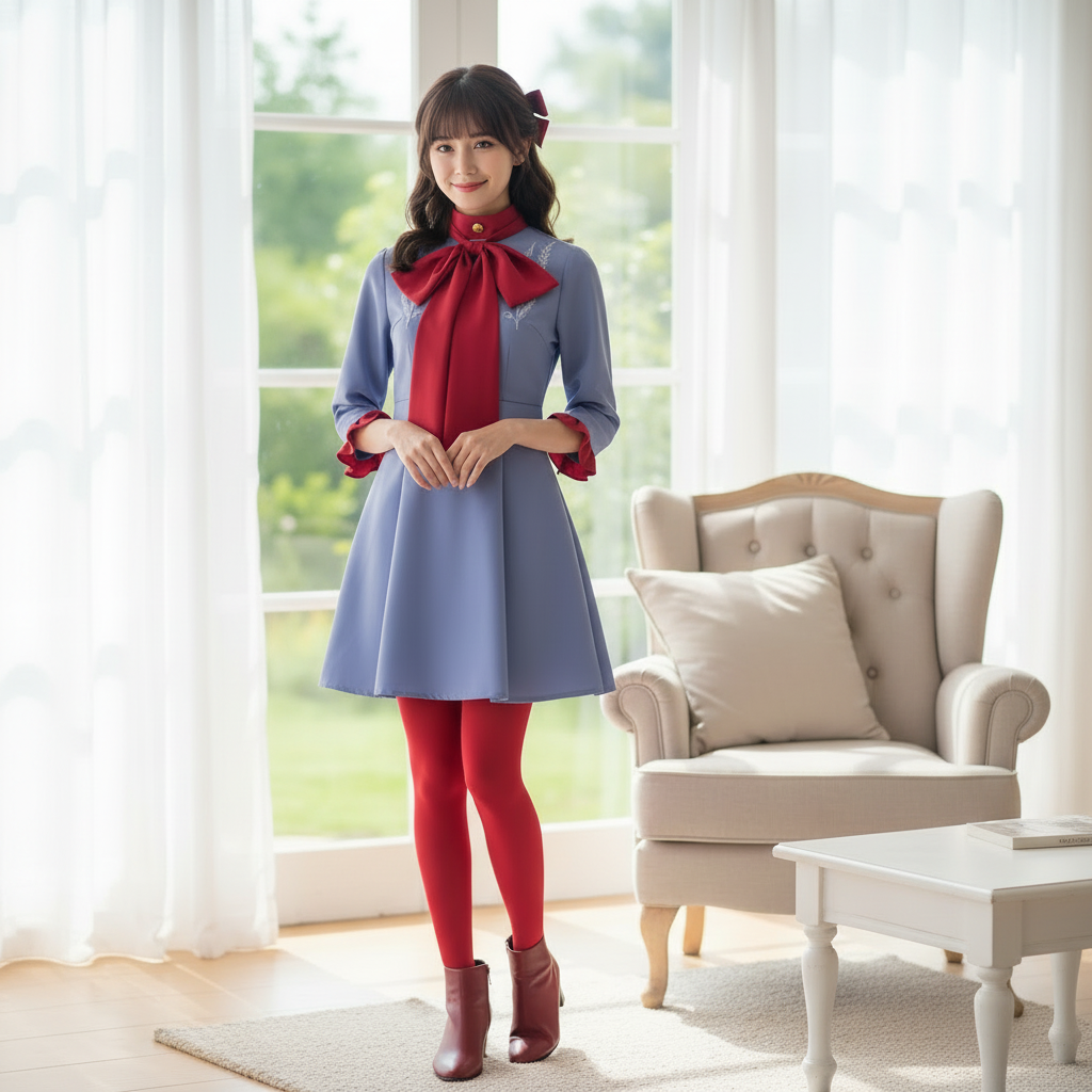 Anime-Inspired Costume Set for Halloween with Bow Tie
